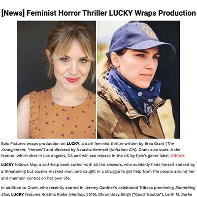 [News] Feminist Horror Thriller LUCKY Wraps Production